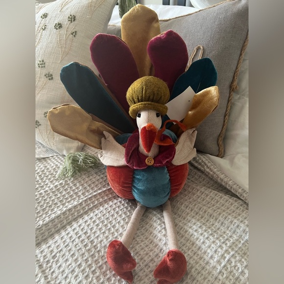 Plush Velvet Thanksgiving Turkey Decor – Festive Fall Accent - Picture 1 of 5